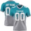 Custom Teal White-Gray Authentic Fade Fashion Football Jersey