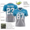 Custom Panther Blue White-Gray Authentic Fade Fashion Football Jersey