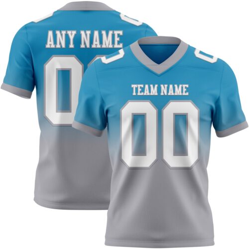 FadeFashion1717 Custom Panther Blue White-Gray Authentic Fade Fashion Football Jersey