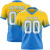 Custom Yellow White-Powder Blue Authentic Fade Fashion Football Jersey