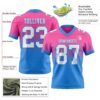 Custom Pink White-Powder Blue Authentic Fade Fashion Football Jersey