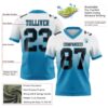 Custom White Black-Panther Blue Authentic Fade Fashion Football Jersey