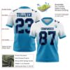 Custom White Navy-Panther Blue Authentic Fade Fashion Football Jersey