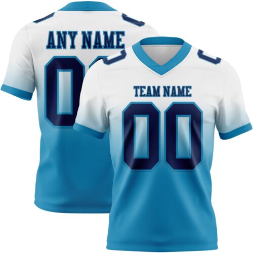 FadeFashion1727 Custom White Navy-Panther Blue Authentic Fade Fashion Football Jersey