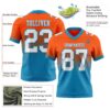 Custom Orange White-Panther Blue Authentic Fade Fashion Football Jersey