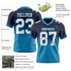 Custom Navy White-Panther Blue Authentic Fade Fashion Football Jersey