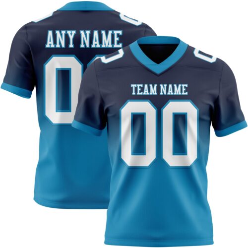 FadeFashion1730 Custom Navy White-Panther Blue Authentic Fade Fashion Football Jersey