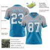 Custom Gray White-Panther Blue Authentic Fade Fashion Football Jersey
