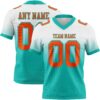 Custom White Orange-Aqua Authentic Fade Fashion Football Jersey