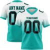 Custom White Black-Aqua Authentic Fade Fashion Football Jersey