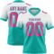 FadeFashion1735 Custom White Pink-Aqua Authentic Fade Fashion Football Jersey