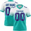 Custom White Purple-Aqua Authentic Fade Fashion Football Jersey