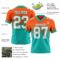 FadeFashion1737-1 Custom Orange White-Aqua Authentic Fade Fashion Football Jersey