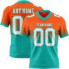 Custom Orange White-Aqua Authentic Fade Fashion Football Jersey