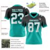 Custom Black White-Aqua Authentic Fade Fashion Football Jersey