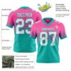 Custom Pink White-Aqua Authentic Fade Fashion Football Jersey