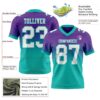 Custom Purple White-Aqua Authentic Fade Fashion Football Jersey