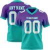 Custom Purple White-Aqua Authentic Fade Fashion Football Jersey