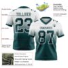 Custom White Midnight Green Authentic Fade Fashion Football Jersey