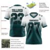 Custom White Midnight Green-Black Authentic Fade Fashion Football Jersey