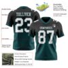 Custom Black White-Midnight Green Authentic Fade Fashion Football Jersey