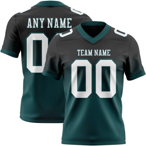 FadeFashion1744 Custom Black White-Midnight Green Authentic Fade Fashion Football Jersey