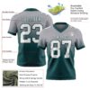 Custom Gray White-Midnight Green Authentic Fade Fashion Football Jersey