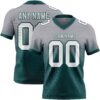 Custom Gray White-Midnight Green Authentic Fade Fashion Football Jersey