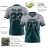 Custom Gray Midnight Green-Black Authentic Fade Fashion Football Jersey