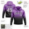 Custom Stitched Medium Purple White-Black Fade Fashion Sports Pullover Sweatshirt Hoodie