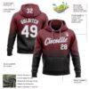 Custom Stitched Burgundy White Black-Gray Fade Fashion Sports Pullover Sweatshirt Hoodie