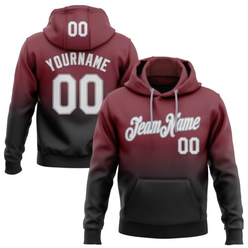FadeFashion1821 Custom Stitched Burgundy White Black-Gray Fade Fashion Sports Pullover Sweatshirt Hoodie