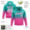 Custom Stitched Aqua White-Pink Fade Fashion Sports Pullover Sweatshirt Hoodie