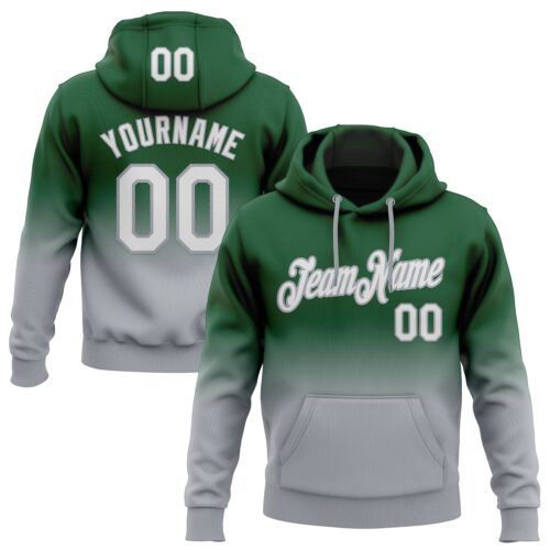 Custom Stitched Green White-Gray Fade Fashion Sports Pullover Sweatshirt Hoodie