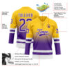 Custom Yellow Purple-White Fade Fashion Hockey Lace Neck Jersey