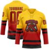 Custom Yellow Red-Black Fade Fashion Hockey Lace Neck Jersey