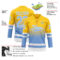 Custom Yellow Light Blue-White Fade Fashion Hockey Lace Neck Jersey