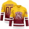 Custom Yellow Crimson-White Fade Fashion Hockey Lace Neck Jersey