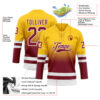 Custom Yellow Crimson-White Fade Fashion Hockey Lace Neck Jersey