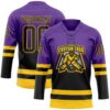 Custom Purple Black-Yellow Fade Fashion Hockey Lace Neck Jersey