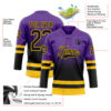 Custom Purple Black-Yellow Fade Fashion Hockey Lace Neck Jersey