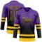 Custom Purple Black-Yellow Fade Fashion Hockey Lace Neck Jersey