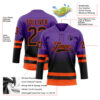 Custom Purple Black-Orange Fade Fashion Hockey Lace Neck Jersey
