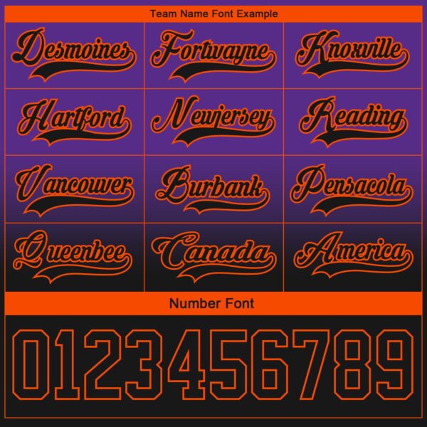 Custom Purple Black-Orange Fade Fashion Hockey Lace Neck Jersey
