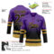 Custom Purple Black-Old Gold Fade Fashion Hockey Lace Neck Jersey