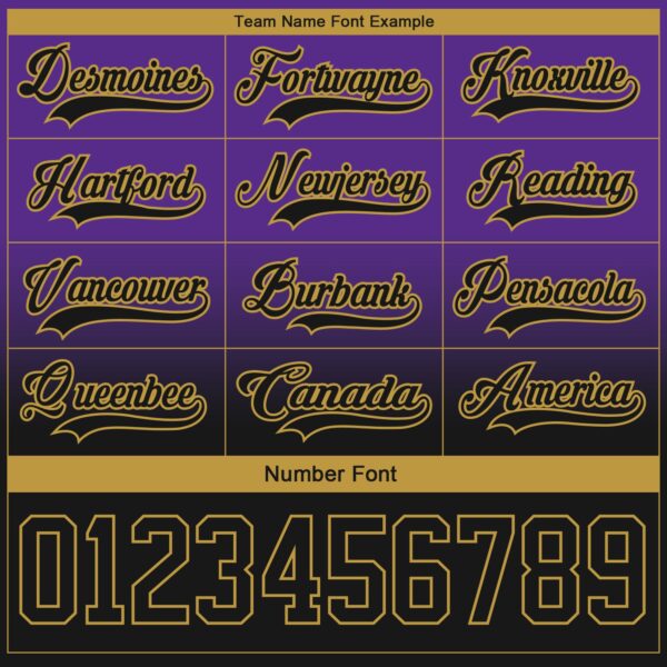 Custom Purple Black-Old Gold Fade Fashion Hockey Lace Neck Jersey