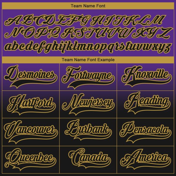 Custom Purple Black-Old Gold Fade Fashion Hockey Lace Neck Jersey