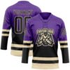 Custom Purple Black-Cream Fade Fashion Hockey Lace Neck Jersey