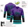 Custom Purple Black-Teal Fade Fashion Hockey Lace Neck Jersey