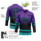 Custom Purple Black-Teal Fade Fashion Hockey Lace Neck Jersey